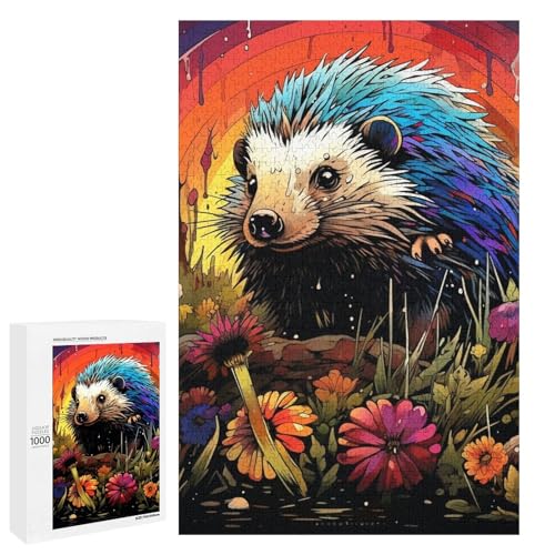 1000 Puzzle Art Igel Holz Kinderpuzzle Familie Eltern Kind Interaktion 75x50cm von linghhiming