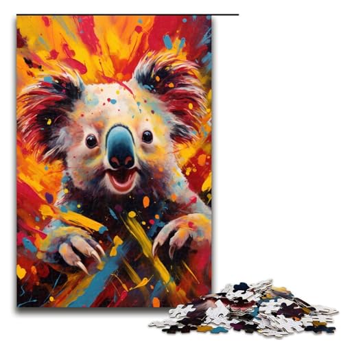 1000 Puzzle Bunte Zeichnung Koala Holzpuzzle für Kinder Familien-Eltern-Kind-Interaktion 1000 Teile (75 x 50 cm) von linghhiming