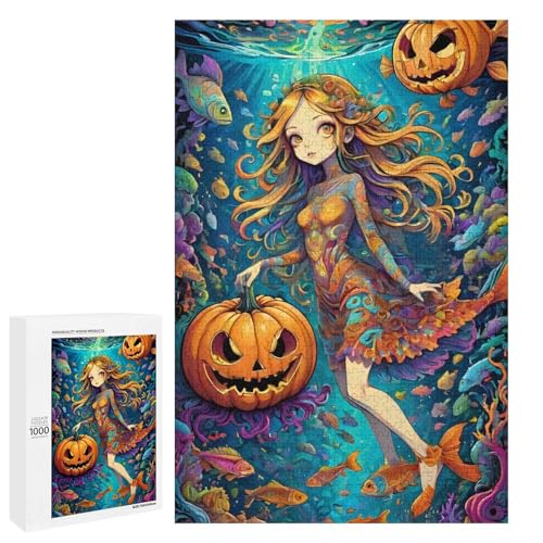 1000 Puzzle Halloween Unterwasser Holzpuzzle für Kinder Familie Eltern Kind Interaktion (75x50cm) von linghhiming