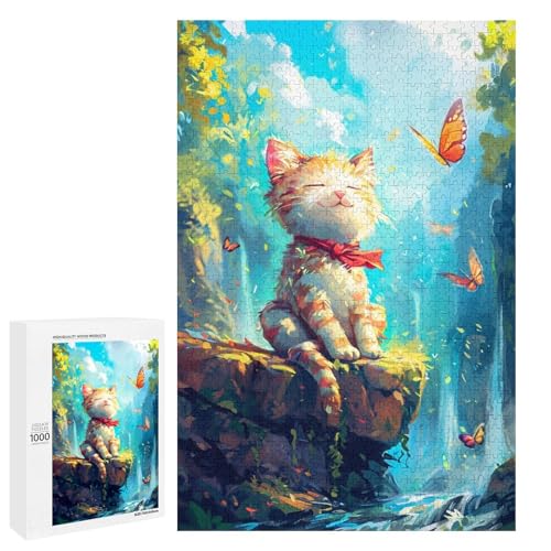 1000 Puzzle Katze Holz Kinderpuzzle Familie Eltern Kind Interaktion 75x50cm von linghhiming