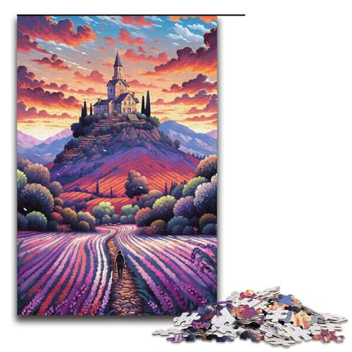 1000 Puzzle Lavendelfelder in der Provence Frankreich Papier Kinderpuzzle Familien Eltern Kind Interaktion 1000 Teile (38 x 26 cm) von linghhiming