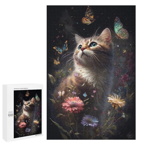 1000 Puzzle Süßes Kätzchen Holz Kinderpuzzle Familie Eltern Kind Interaktion 75x50cm von linghhiming