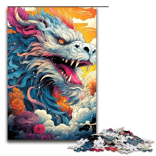 1000 Puzzle Tier Bunter Drache Holzpuzzle Kinderpuzzle Familie Eltern-Kind-Interaktion 1000 Teile (75x50cm) von linghhiming