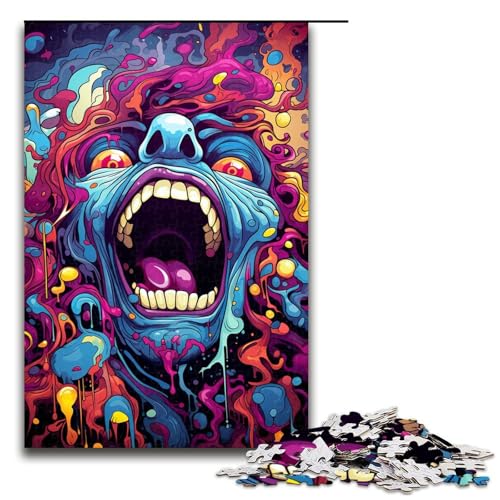 1000 Puzzles buntes psychedelisches Monster Holzpuzzle für Kinder Familien Eltern Kind Interaktion (Größe 75 x 50 cm) von linghhiming