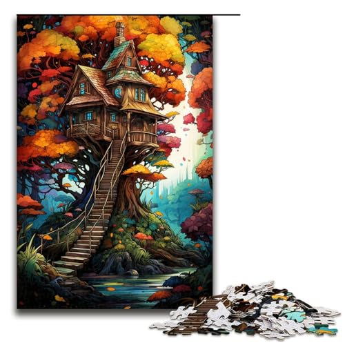 1000 Teile Baumhaus im Wald Puzzlespiel Puzzle für Erwachsene Geeignet für Paare und Teenager ab 14 Jahren 75x50cm von linghhiming