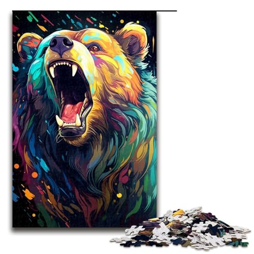 1000 Teile Bunte Fantasy-Bären-Kunstpuzzles für Erwachsene Holzpuzzle Familienspiele 1000 Teile (75 x 50 cm) von linghhiming