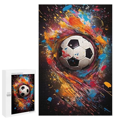 1000 Teile Buntes Fußball Sportpuzzle für Erwachsene Holzpuzzle Familienspiele (75 x 50 cm) von linghhiming