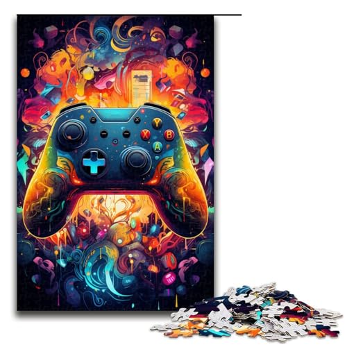 1000 Teile Bunte Psychedelia mit Neongriffen Puzzle für Erwachsene Spaß für die ganze Familie Familienspiel Stressabbau schwieriges Herausforderungspuzzle (Größe 75 x 50 cm) von linghhiming
