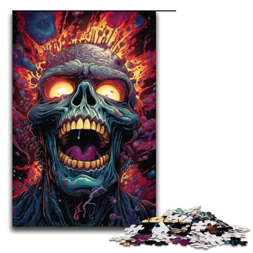 1000 Teile Bunte psychedelische Höllendämonen Puzzles für Erwachsene unmögliches Puzzle zum Stressabbau für Teenager ab 14 Jahren (Größe 75 x 50 cm) von linghhiming