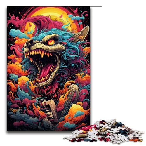 1000 Teile Bunte psychedelische Monster Puzzles für Erwachsene unmögliches Puzzle zum Stressabbau für Teenager ab 14 Jahren (Größe 75 x 50 cm) von linghhiming