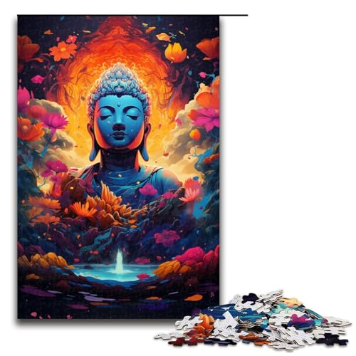 1000 Teile Buntes Psychedelisches Buddha Puzzlespiel Puzzle für Erwachsene geeignet für Paare und Teenager ab 14 Jahren (Größe 75 x 50 cm) von linghhiming