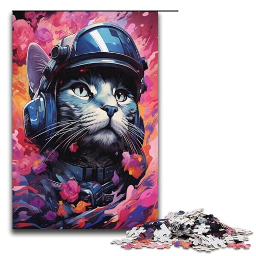 1000 Teile Buntes exotisches Katzenpuzzle mit Sternenhimmel für Erwachsene Unmögliches Puzzle zum Stressabbau für Teenager ab 14 Jahren 1000 Teile (38 x 26 cm) von linghhiming