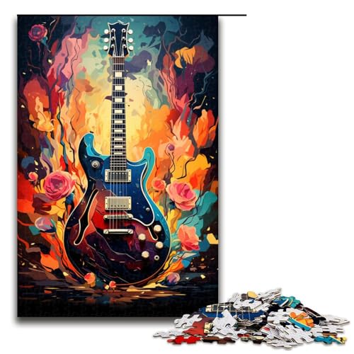 1000 Teile Buntes psychedelisches E Gitarren Puzzle für Erwachsene Spaß für die ganze Familie Familienspiel Stressabbau schwieriges Herausforderungspuzzle (Größe 75 x 50 cm) von linghhiming