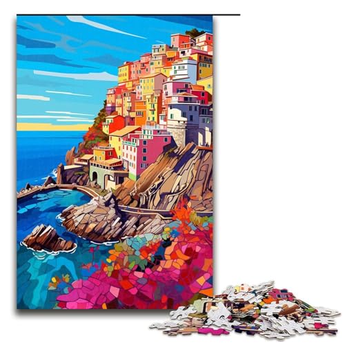 1000 Teile Cinque_Terre_buntes Puzzle für Erwachsene Holzpuzzle Familienspiele 75 x 50 cm von linghhiming