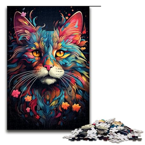 1000 Teile Farbkatzen Puzzlespiel Puzzle für Erwachsene geeignet für Paare und Teenager ab 12 Jahren 75 x 50 cm von linghhiming