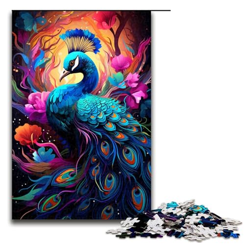 1000 Teile Farbmalerei Pfau Puzzlespiel Puzzle für Erwachsene Geeignet für Paare und Teenager ab 12 Jahren 75x50cm von linghhiming