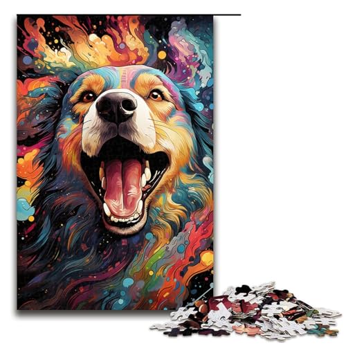 1000 Teile Farbmalerei Schäferhund Puzzlespiel Puzzle für Erwachsene geeignet für Paare und Teenager ab 12 Jahren 75 x 50 cm von linghhiming