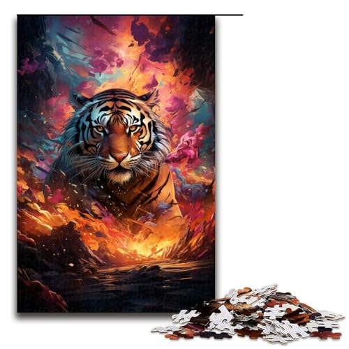 1000 Teile Farbmalerei Tiger Puzzlespiel Puzzle für Erwachsene Geeignet für Paare und Teenager ab 12 Jahren 75x50cm von linghhiming