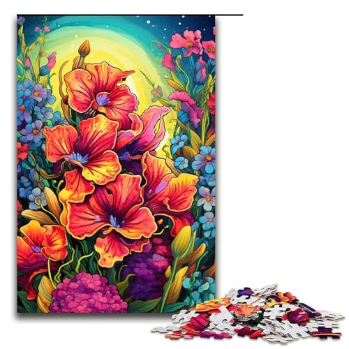 1000 Teile Gelbes Buntes Psychedelisches Rassel Puzzlespiel Puzzle für Erwachsene Geeignet für Paare und Teenager ab 14 Jahren 75x50cm von linghhiming