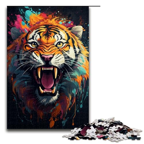 1000 Teile Majestätisches Tiger Gemälde Puzzle für Erwachsene Holzpuzzle Familienspiele 1000 Teile (75 x 50 cm) von linghhiming