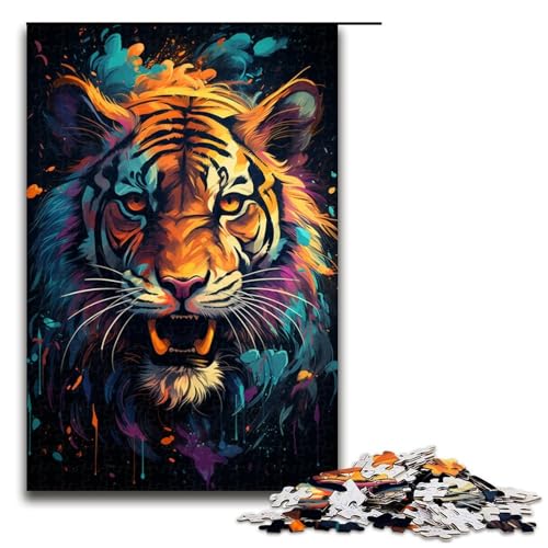 1000 Teile Majestätisches Tiger Gemälde Puzzle für Erwachsene Holzpuzzle Familienspiele 1000 Teile (75 x 50 cm) von linghhiming