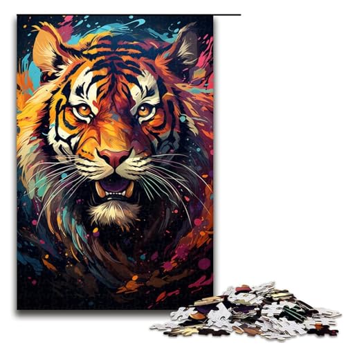 1000 Teile Majestätisches Tiger Gemälde Puzzle für Erwachsene Holzpuzzle Familienspiele 1000 Teile (75 x 50 cm) von linghhiming