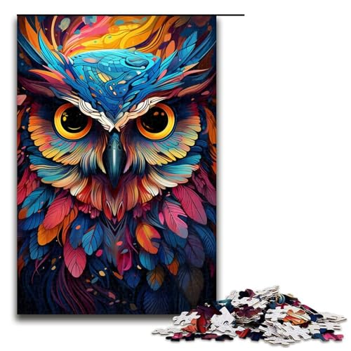 1000 Teile Malen Farbe Eule Puzzle für Erwachsene Spaß für die ganze Familie Familienspiel Stressabbau schwieriges Herausforderungspuzzle 1000 Teile (75 x 50 cm) von linghhiming