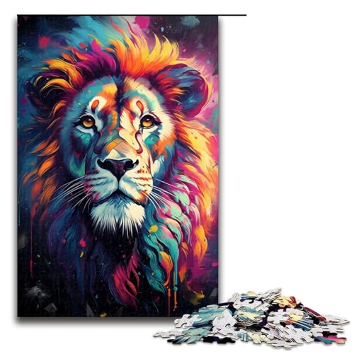 1000 Teile Malen Farbe Löwe Puzzle für Erwachsene Spaß für die ganze Familie Familienspiel Stressabbau schwieriges Herausforderungspuzzle 1000 Teile (75 x 50 cm) von linghhiming
