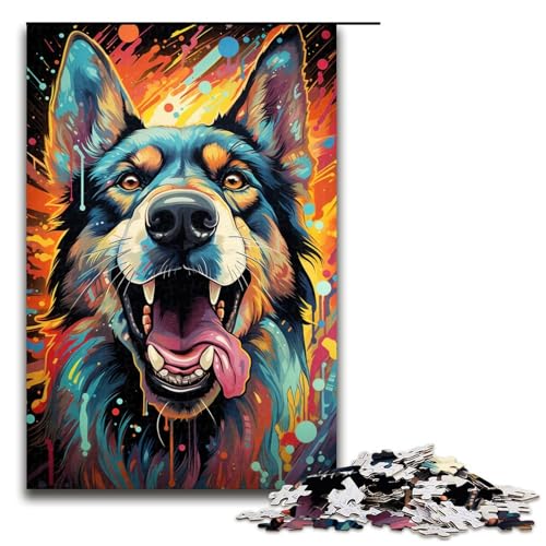 1000 Teile Malen Farbe Sternenhimmel Hund Puzzles für Erwachsene Holzpuzzle Familienspiele 1000 PCS (75x50cm) von linghhiming