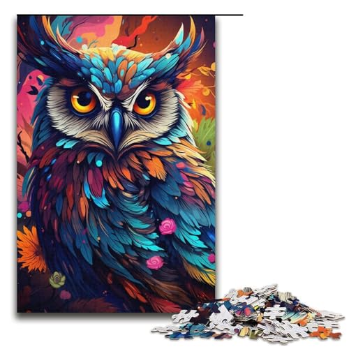 1000 Teile Malen Farbe Tier Eule Puzzle für Erwachsene Papier Puzzle Familienspiele 1000PCS (38x26cm) von linghhiming