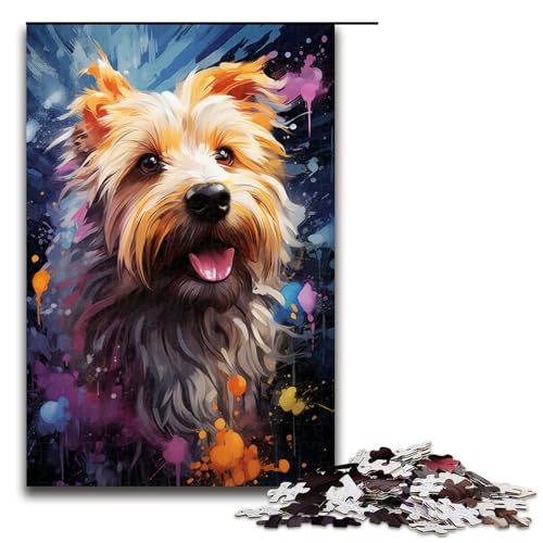 1000 Teile Puzzle für Erwachsene farbenfroher Psychedelischer Hund Unterwasserterrier Spaß für die ganze Familie Familienspiel Stressabbau schwieriges Herausforderungspuzzle (Größe 75 x 50 cm) von linghhiming