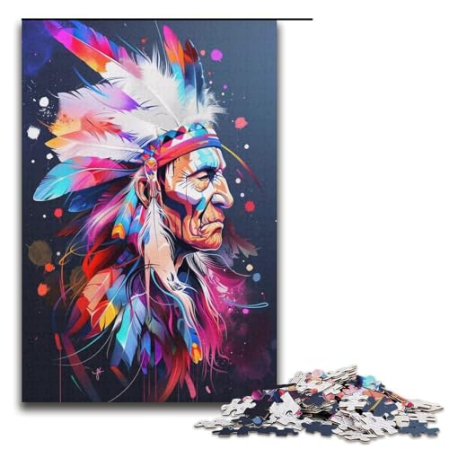 1000 Teile Puzzle für Erwachsene mit amerikanischen Indianern Spaß für die ganze Familie Familienspiel Stressabbau schwieriges Herausforderungspuzzle 1000 Teile (38 x 26 cm) von linghhiming