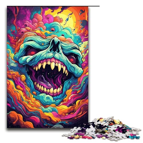 1000 Teile buntes psychedelisches Monster Puzzle für Erwachsene Spaß für die ganze Familie Familienspiel Stressabbau schwieriges Herausforderungspuzzle (Größe 75 x 50 cm) von linghhiming