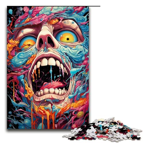 1000 Teile buntes psychedelisches Monster Puzzle für Erwachsene Spaß für die ganze Familie Familienspiel Stressabbau schwieriges Herausforderungspuzzle (Größe 75 x 50 cm) von linghhiming