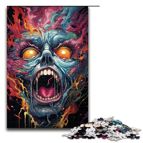 1000 Teile buntes psychedelisches kosmisches Monster Puzzlespiel für Erwachsene geeignet für Paare und Teenager ab 14 Jahren (Größe 75 x 50 cm) von linghhiming
