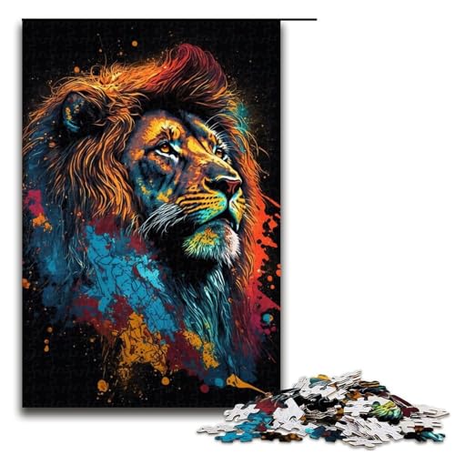 1000 Teile für Erwachsene und Kinder von Jigsaw Art Neon-Löwen-Puzzles für Erwachsene Holzpuzzle 1000 PCS (75 x 50 cm) von linghhiming