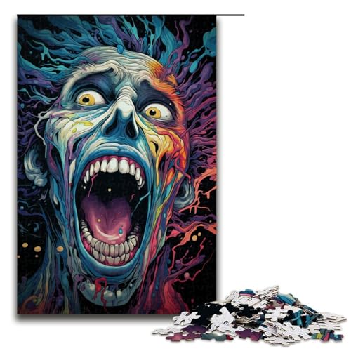 1000 Teile für Erwachsene und Kinder von Jigsaw Bunte psychedelische Monster Puzzles für Erwachsene Holzpuzzle (Größe 75 x 50 cm) von linghhiming