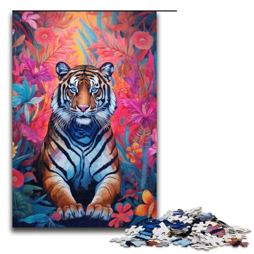 1000-teiliges Anime-Tiger-Puzzle für Erwachsene Holzpuzzle Familienspiele 1000 Teile (75 x 50 cm) von linghhiming