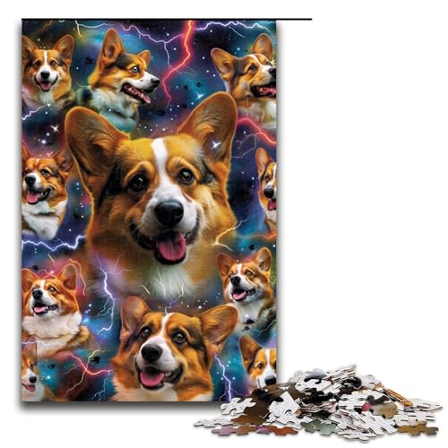 1000 teiliges Art Corgi Puzzle für Erwachsene Holzpuzzle Familienspiele 1000 Teile (75 x 50 cm) von linghhiming