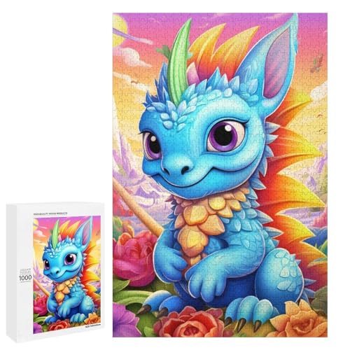 1000 teiliges Art Dragon Baby Puzzle für Erwachsene runde Holzpuzzles für die ganze Familie (75 x 50 cm) von linghhiming