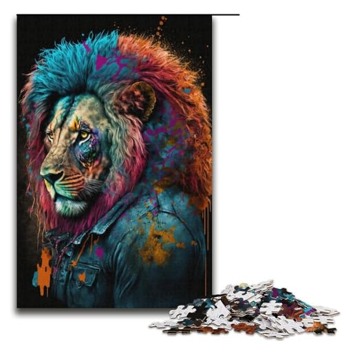 1000-teiliges Art-Neon-Löwen-Puzzlespiel Puzzle für Erwachsene geeignet für Paare und Teenager ab 14 Jahren 1000 PCS (38 x 26 cm) von linghhiming