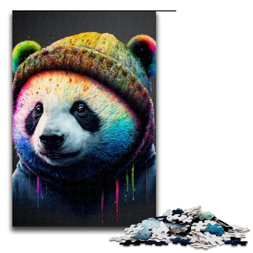 1000-teiliges Art-Neon-Panda-Puzzle für Erwachsene Spaß für die ganze Familie Familienspiel Stressabbau schwieriges Herausforderungspuzzle 1000 Teile (75 x 50 cm) von linghhiming