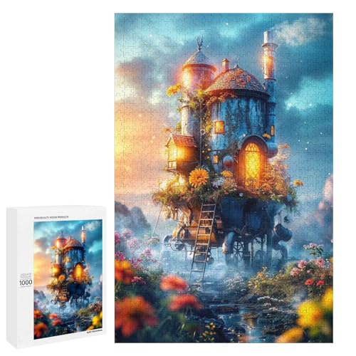 1000 teiliges Blumenschloss Puzzle für Kinder Holzpuzzle Heimkunstdekor (75 x 50 cm) von linghhiming