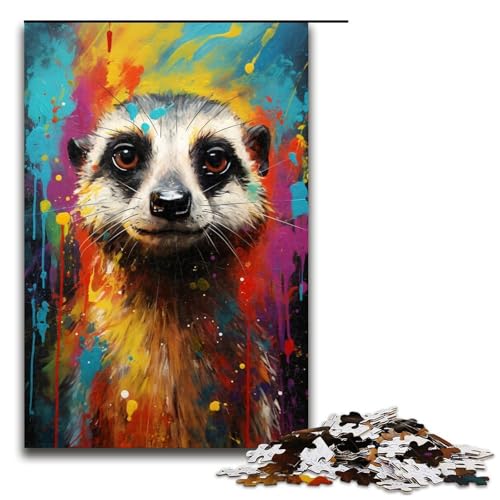 1000 teiliges Erdmännchen Puzzle buntes Holzpuzzle Lernspiele Heimdekoration 1000 Teile (75 x 50 cm) von linghhiming