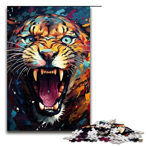 1000 teiliges Gemälde eines Wilden Geparden Puzzle für Erwachsene Holzpuzzle Familienspiele 1000 Teile (75 x 50 cm) von linghhiming