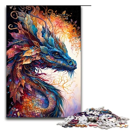 1000 teiliges Kunst Drachen Puzzle für Erwachsene Holzpuzzle Familienspiele 1000 Teile (75 x 50 cm) von linghhiming