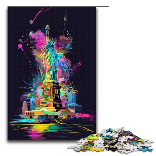 1000-teiliges Kunstpuzzle „Freiheitsstatue“ für Kinder Holzpuzzle Heimkunstdekor 1000 Teile (75 x 50 cm) von linghhiming