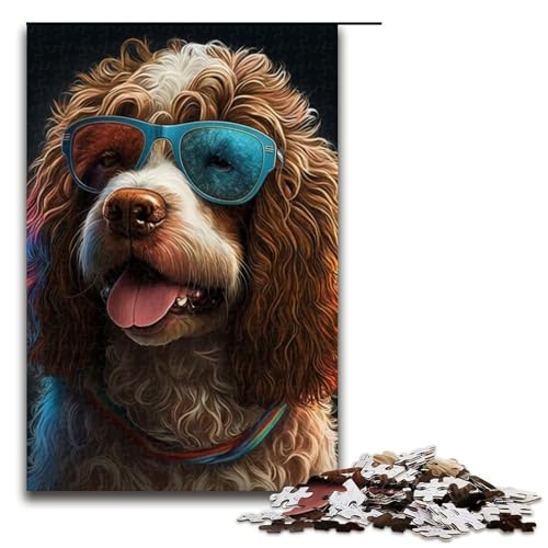 1000 teiliges Kunstpuzzle mit bunten Hunden für Erwachsene Holzpuzzle Familienspiele 1000 Teile (75 x 50 cm) von linghhiming