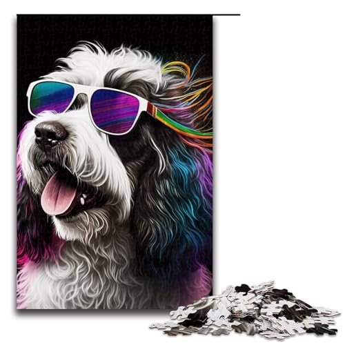 1000-teiliges Kunstpuzzle mit bunten Hunden für Erwachsene Holzpuzzle Familienspiele 1000 Teile (75 x 50 cm) von linghhiming
