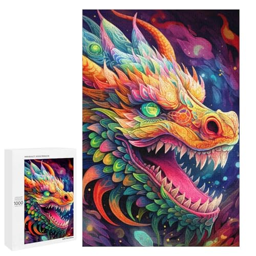 1000 teiliges Kunstpuzzle mit fliegenden Drachen für Kinder Holzpuzzle Heimkunstdekor 75 x 50 cm von linghhiming